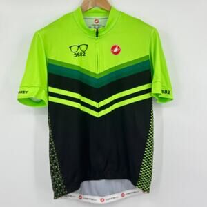 Castelli Cycling Jersey Aero Race Cut High-Vis Neon Green Black Men’s Size XL‎